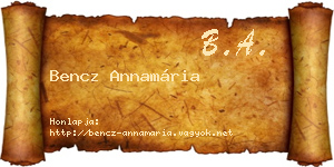 Bencz Annamária névjegykártya